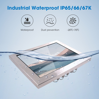 Resistive Touch Waterdicht Panel PC 64GB SSD IP65 -20C tot 60C 450cd/m2 Helderheid