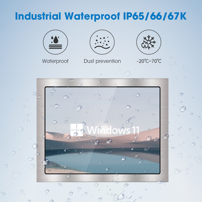 Industrial IP65 Wall Mount Panel PC 4 GB DDR3 geheugen VESA Mount Windows 10 64 GB SSD