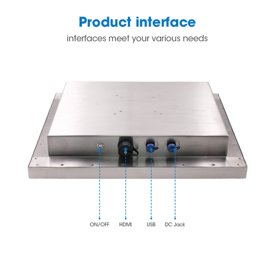 Resolutie 1280*1024 Zilveren waterdichte LCD-monitor 4 3 Aspect Ratio VGA\\DVI\\USB Input