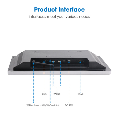 Black Rugged Android Touchscreen Panel PC Font Panel Mount met RS232 en 8G/16G/32 EMMC-opslag