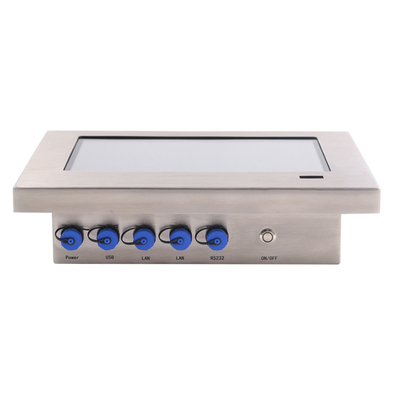 Robuuste computer van roestvrij staal met waterdichte HDMI-poorten en capacitieve touchscreen
